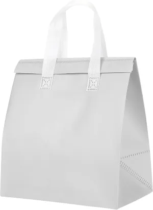 PATIKIL Insulated Take Away Bags, 25 Pcs Insulation Cooler Bag Grocery Thermal Bags 11.8 x 7.9 x 12.6 Inch for Hot Cold Frozen Food Delivery, White