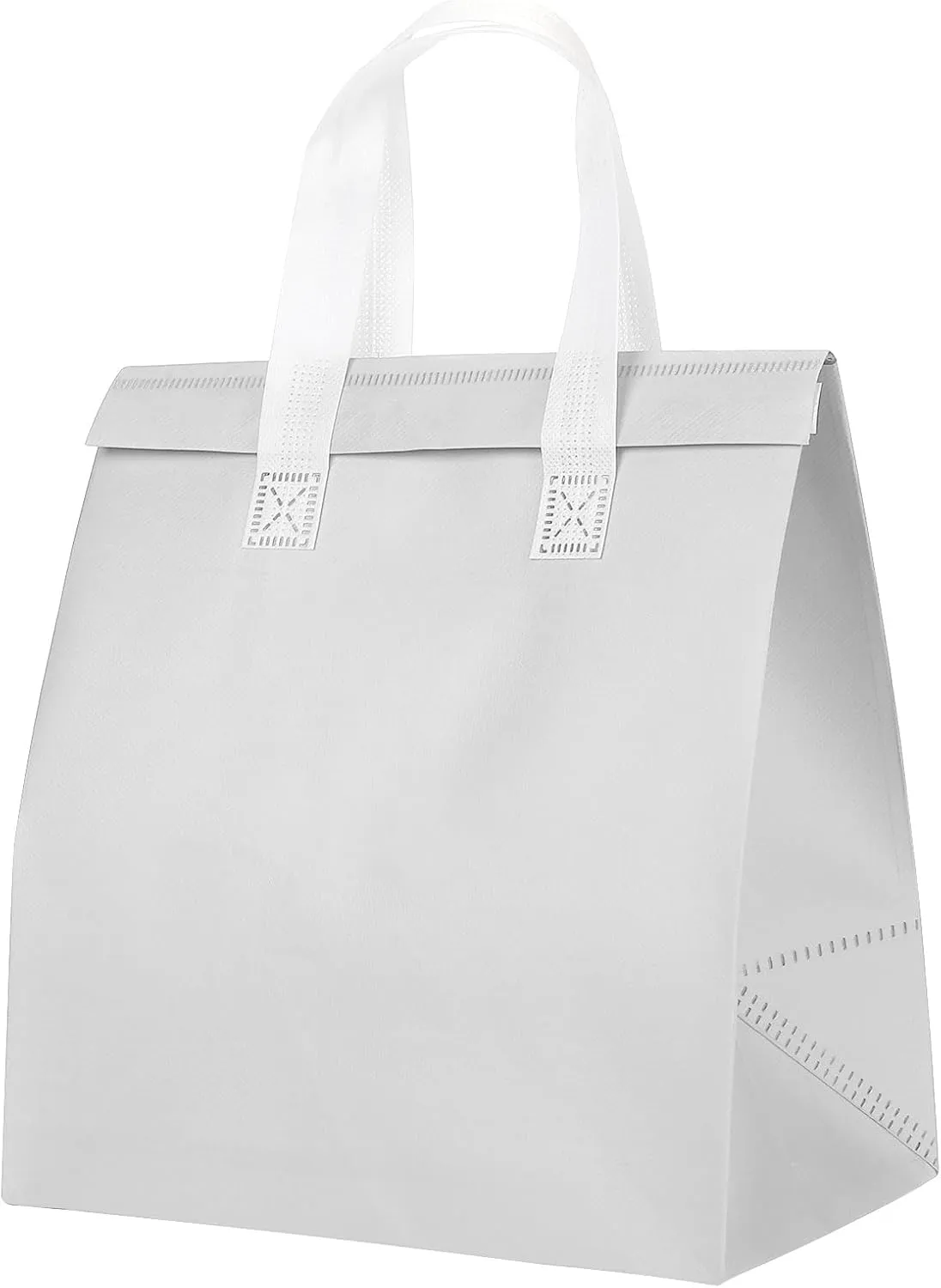 PATIKIL Insulated Take Away Bags, 25 Pcs Insulation Cooler Bag Grocery Thermal Bags 11.8 x 7.9 x 12.6 Inch for Hot Cold Frozen Food Delivery, White