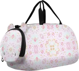 Peach Pastel Boho Summer Duffel Bag with Shoes Compartment Lightweight Overnight Weekender Carry On Travel Bag for Travel, Swimming, Dance, Ballet bolso viajero