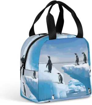 Penguins On The Iceberg Insulated Lunch Bag Cute Lunch Box Reusable Cooler Tote For Women Men Work Office Travel Picnic
