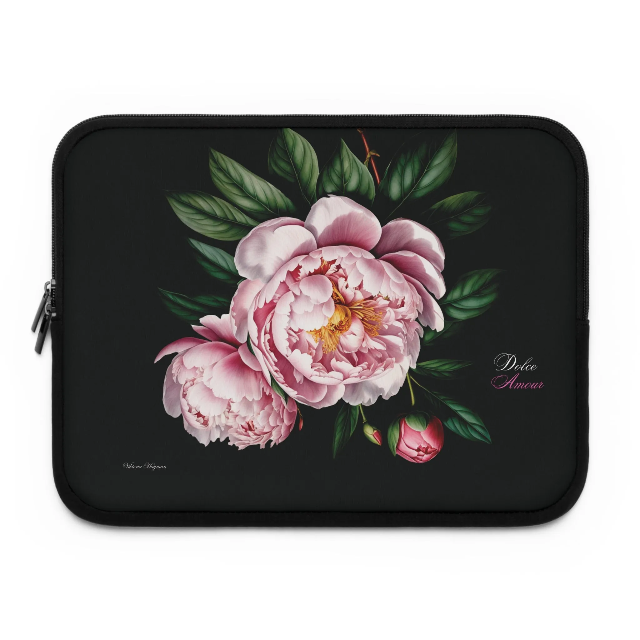 PEONY BLOOM DOLCE AMOUR ELEGANCE: LAPTOP COVER IN NOIR PINK