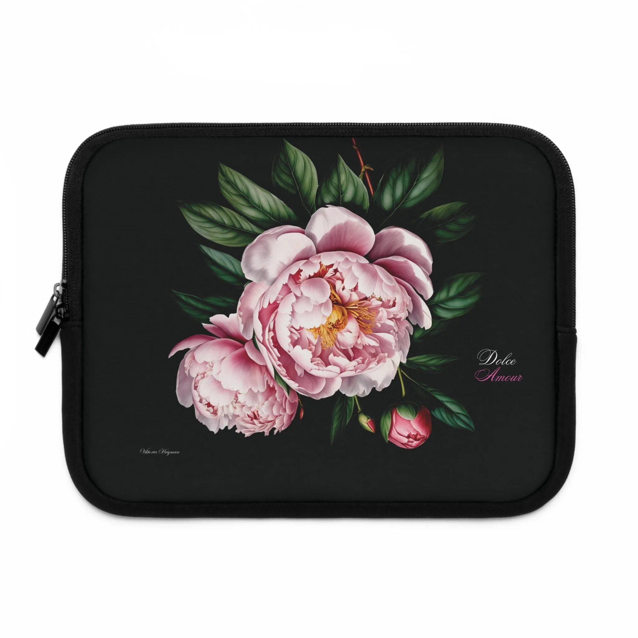 PEONY BLOOM DOLCE AMOUR ELEGANCE: LAPTOP COVER IN NOIR PINK