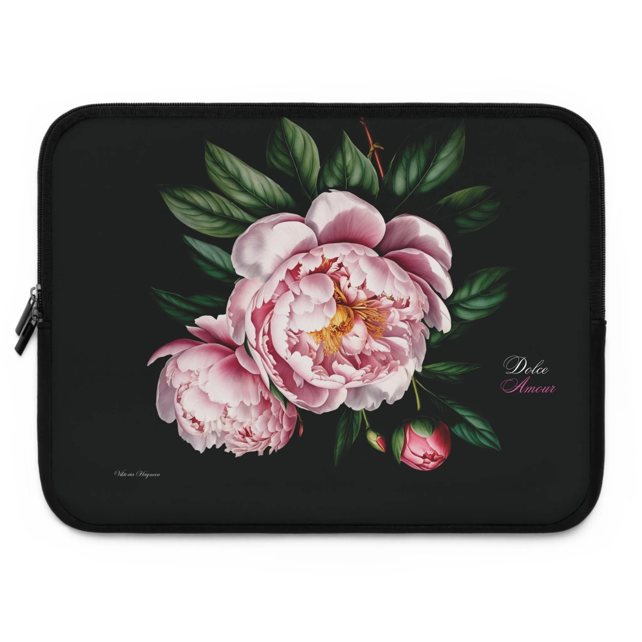 PEONY BLOOM DOLCE AMOUR ELEGANCE: LAPTOP COVER IN NOIR PINK