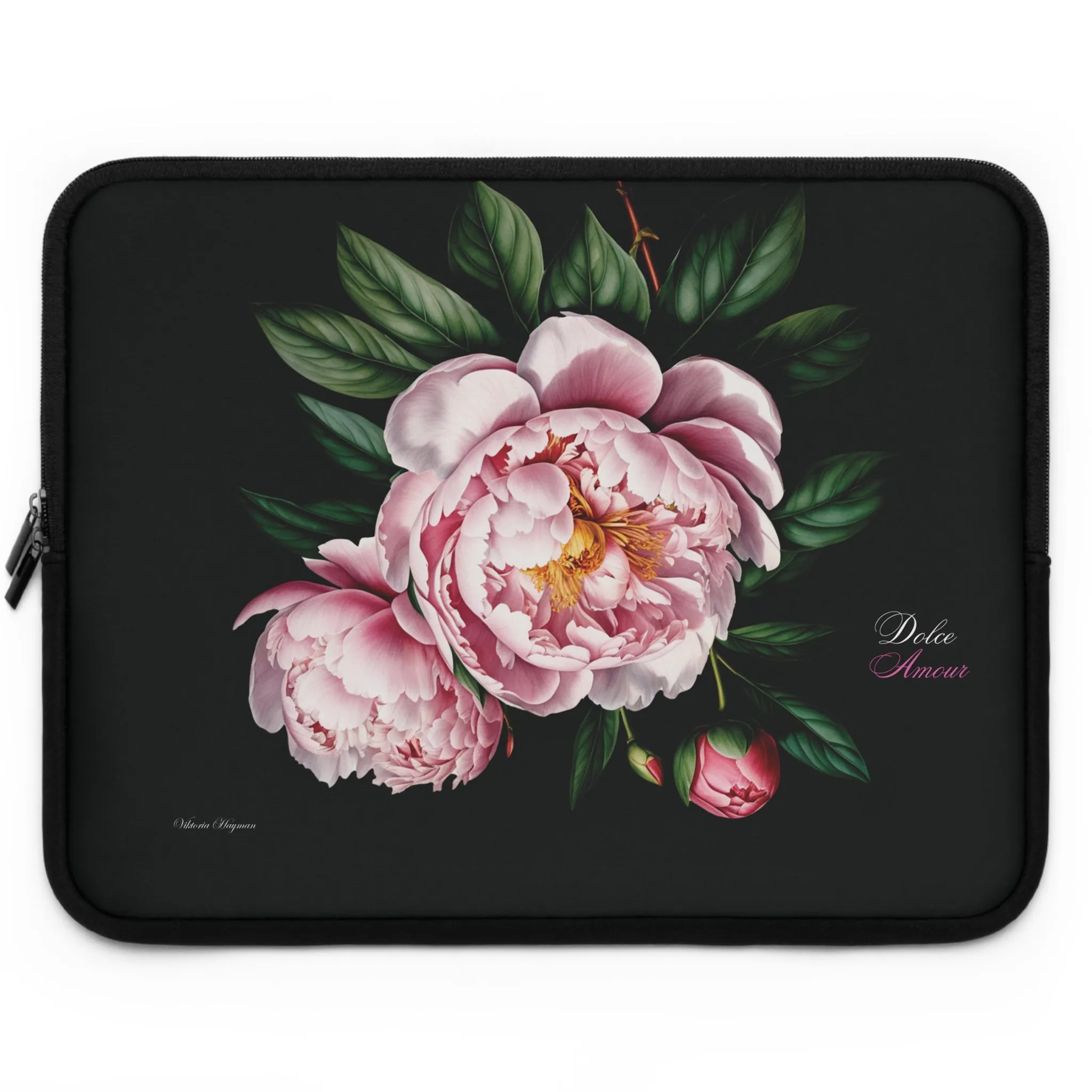 PEONY BLOOM DOLCE AMOUR ELEGANCE: LAPTOP COVER IN NOIR PINK