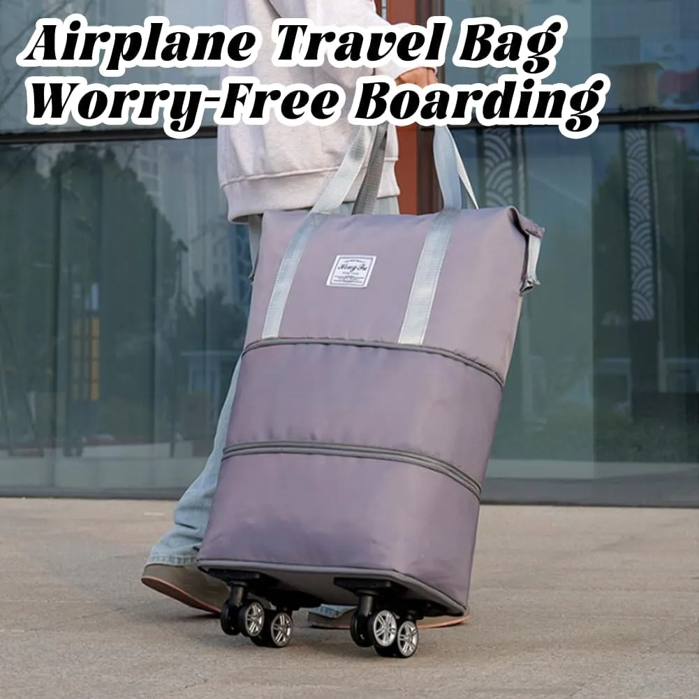 Pepepo Travel Bag with Wheels, 2025 New Large Capacity Travel Bag - Universal Wheel Removable for Travel & Business Trip, Expandable Foldable Rolling Duffle Bags with Wheels for Women & Men (A-Black)