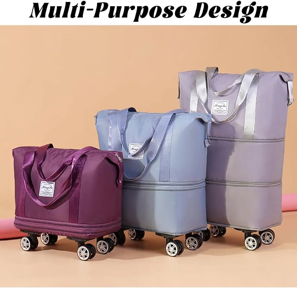Pepepo Travel Bag with Wheels, 2025 New Large Capacity Travel Bag - Universal Wheel Removable for Travel & Business Trip, Expandable Foldable Rolling Duffle Bags with Wheels for Women & Men (A-Black)
