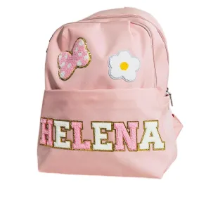 Personalized Backpack for Girls Boys, Baby Toddler Backpack, Preppy Backpack, Back to School Nursery Backpack, Preschool Kids Bookbag, Daycare Bag, Xmas Birthday Gift, Chenille Letter Name, 10x5x13"