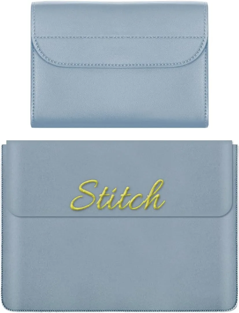 Personalized Embroidered Leather Sleeve for MacBook Laptop,Pro 11/12/ 13/14/ 15/16 Inch,HP/ASUS,Embroidering Text Customize,with Pouch Bag Mouse Pad,Embroidery Light Minimalist Notebook Sleeves