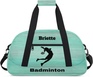 Personalized Kids Sports Bag, Custom Sport Duffel Bag, Cheerleading Dance Bag Weekender Bags Travel Duffel Bag for Girl, Light Green, Sports Badminton