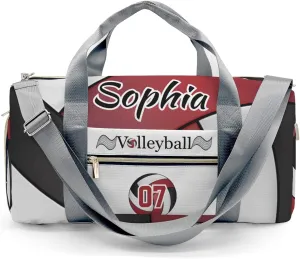 Personalized Multi-Function Travel Volleyball Black Dark Red Duffel Bags Large Capacity Women Men Gym Yoga Ballet with Name