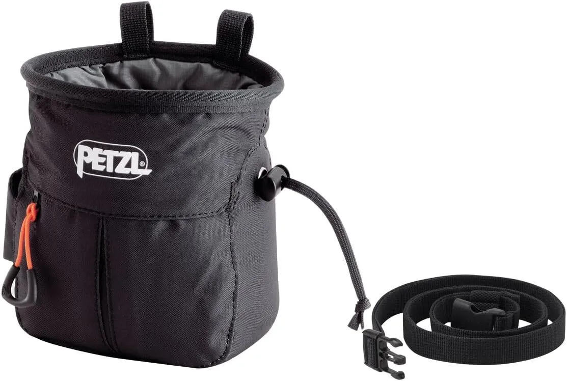 Petzl SAKAPOCHE Chalk Bag - Ergonomic Chalk Bag with Zippered Pocket for Gym, Sport, and Trad Climbing