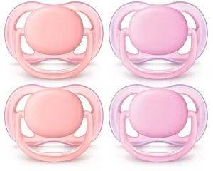 Philips AVENT Ultra Air Pacifier 0-6 Months, Pink/Peach, 4 Pack, SCF245/40