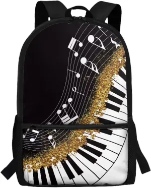 Piano Keys Music Notes Backpack for Girls Bookbag Primary School Daypack Elementary Students Knapsack