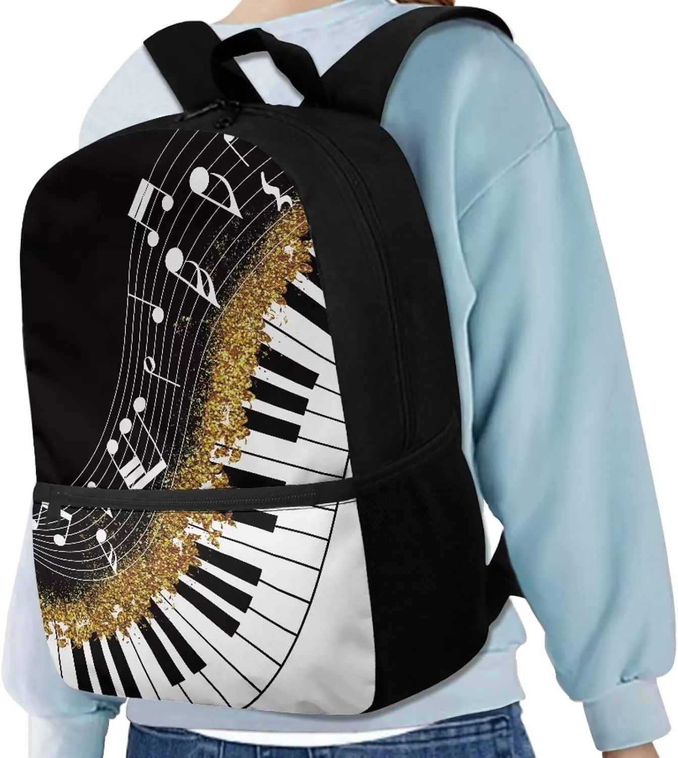 Piano Keys Music Notes Backpack for Girls Bookbag Primary School Daypack Elementary Students Knapsack