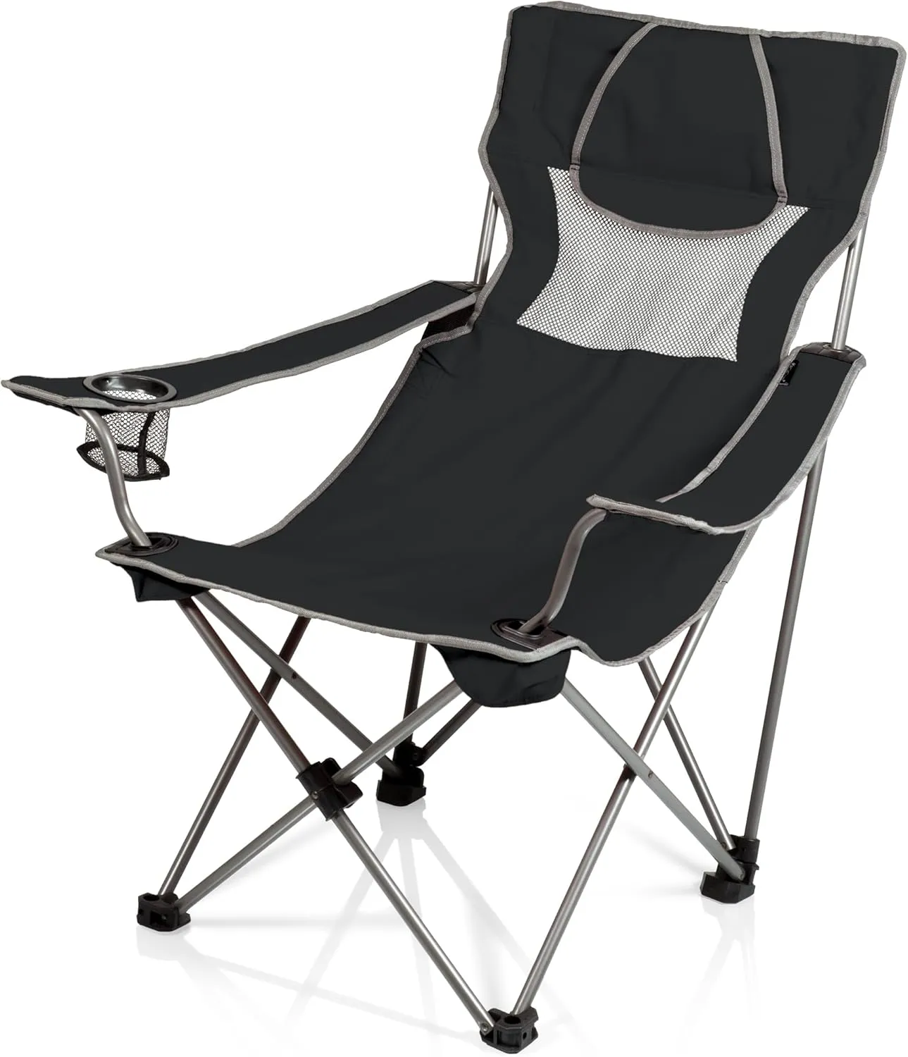 Picnic TIME NCAA Georgia Bulldogs Campsite Camping Chair, Picnic Chair, Outdoor Folding Chair with Carry Bag, Beach Chair, (Black with Gray Accents)