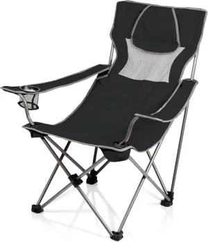 Picnic TIME NCAA Georgia Bulldogs Campsite Camping Chair, Picnic Chair, Outdoor Folding Chair with Carry Bag, Beach Chair, (Black with Gray Accents)