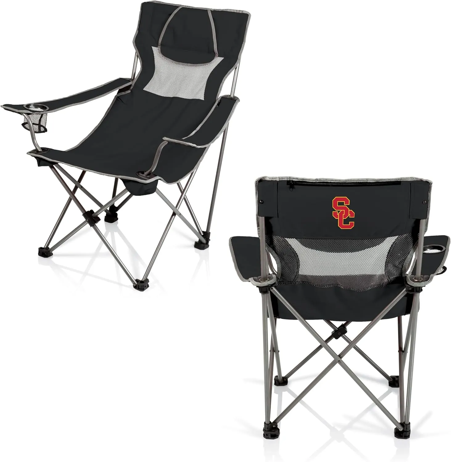 PICNIC TIME NCAA Michigan Wolverines Campsite Camping Chair, Picnic Chair, Outdoor Folding Chair with Carry Bag, Beach Chair, (Black with Gray Accents)