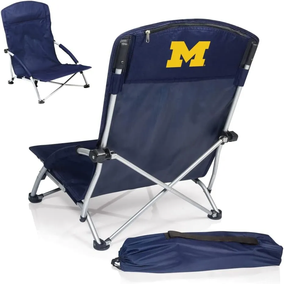 PICNIC TIME NCAA Tranquility Beach Chair with Carry Bag - Low Beach Chair for Adults - Low Lawn Chair