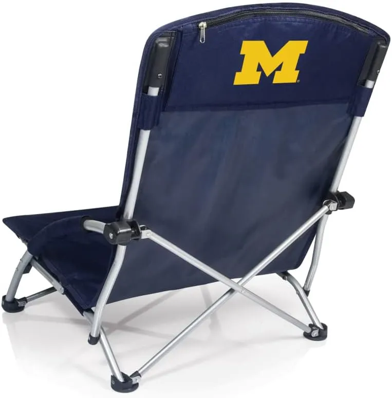 PICNIC TIME NCAA Tranquility Beach Chair with Carry Bag - Low Beach Chair for Adults - Low Lawn Chair