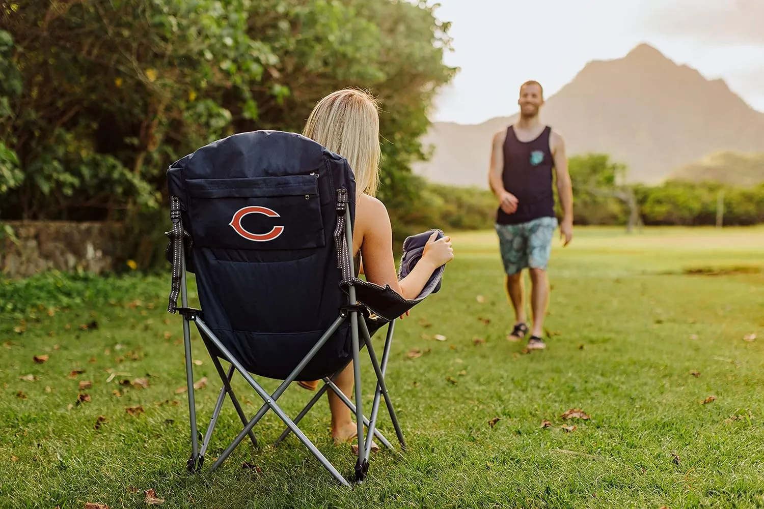 PICNIC TIME NFL Reclining Camp, Beach Adults, Sports Chair with Carry Bag