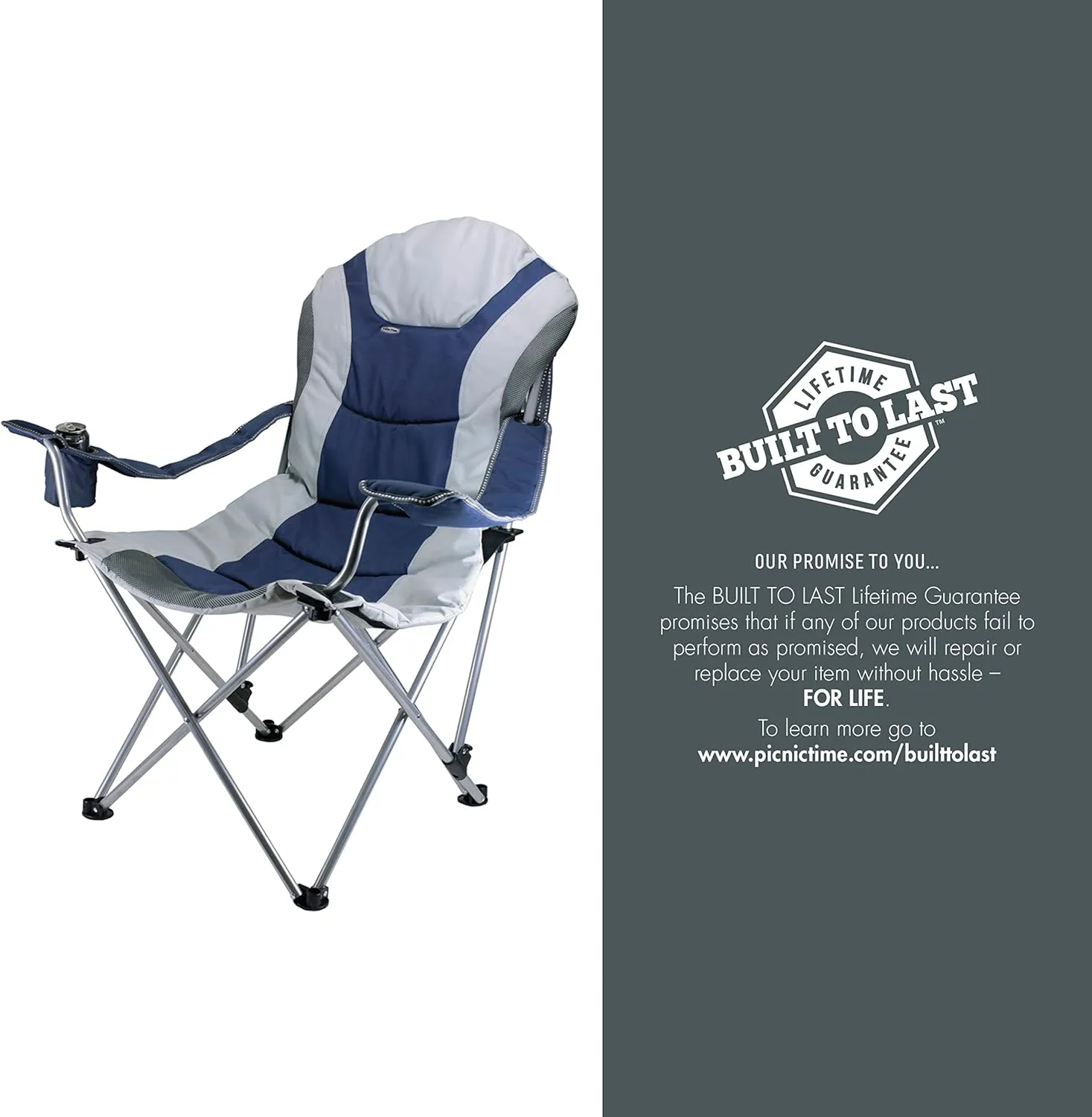 PICNIC TIME NFL Reclining Camp, Beach Adults, Sports Chair with Carry Bag