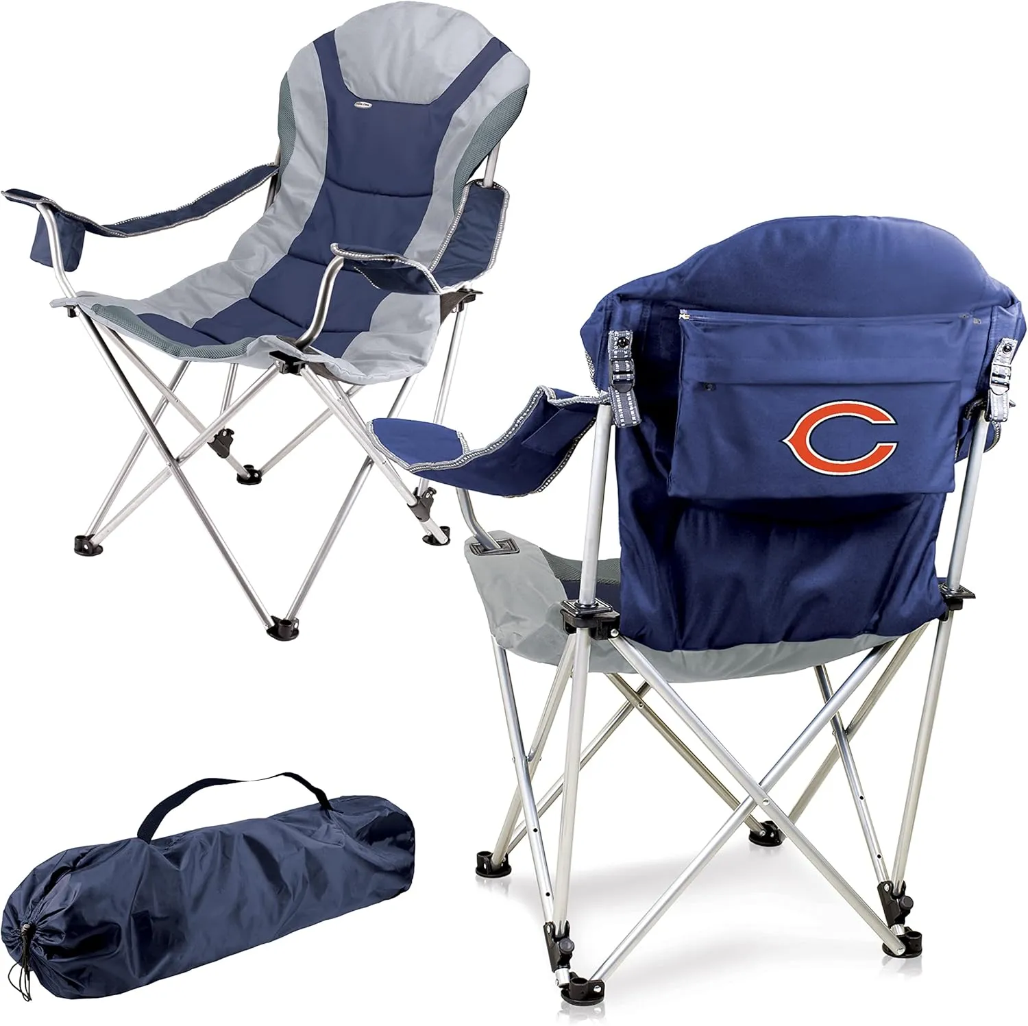 PICNIC TIME NFL Reclining Camp, Beach Adults, Sports Chair with Carry Bag