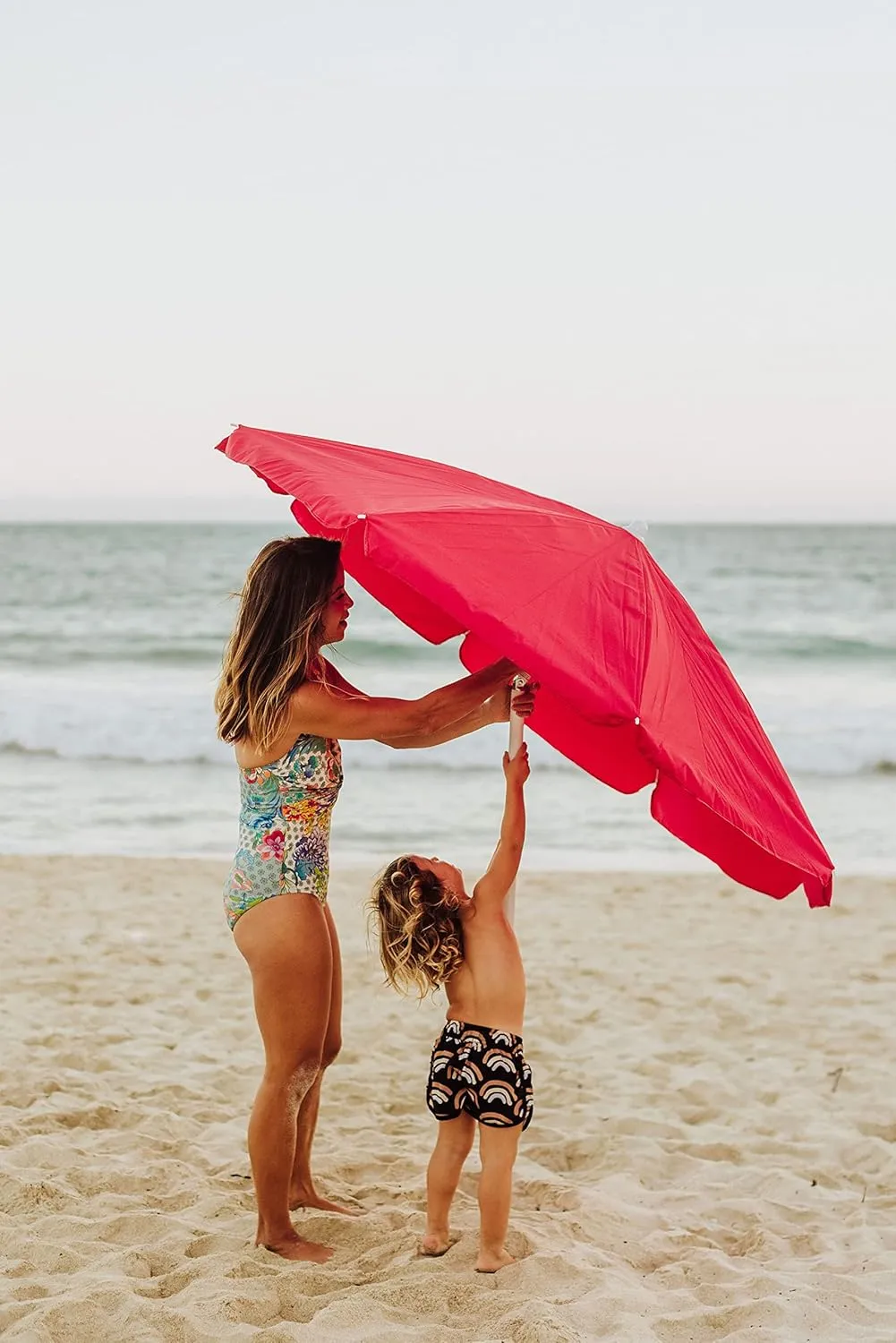 PICNIC TIME Outdoor Canopy Sunshade Beach Umbrella 5.5', Small Patio Umbrella, Beach Chair Umbrella