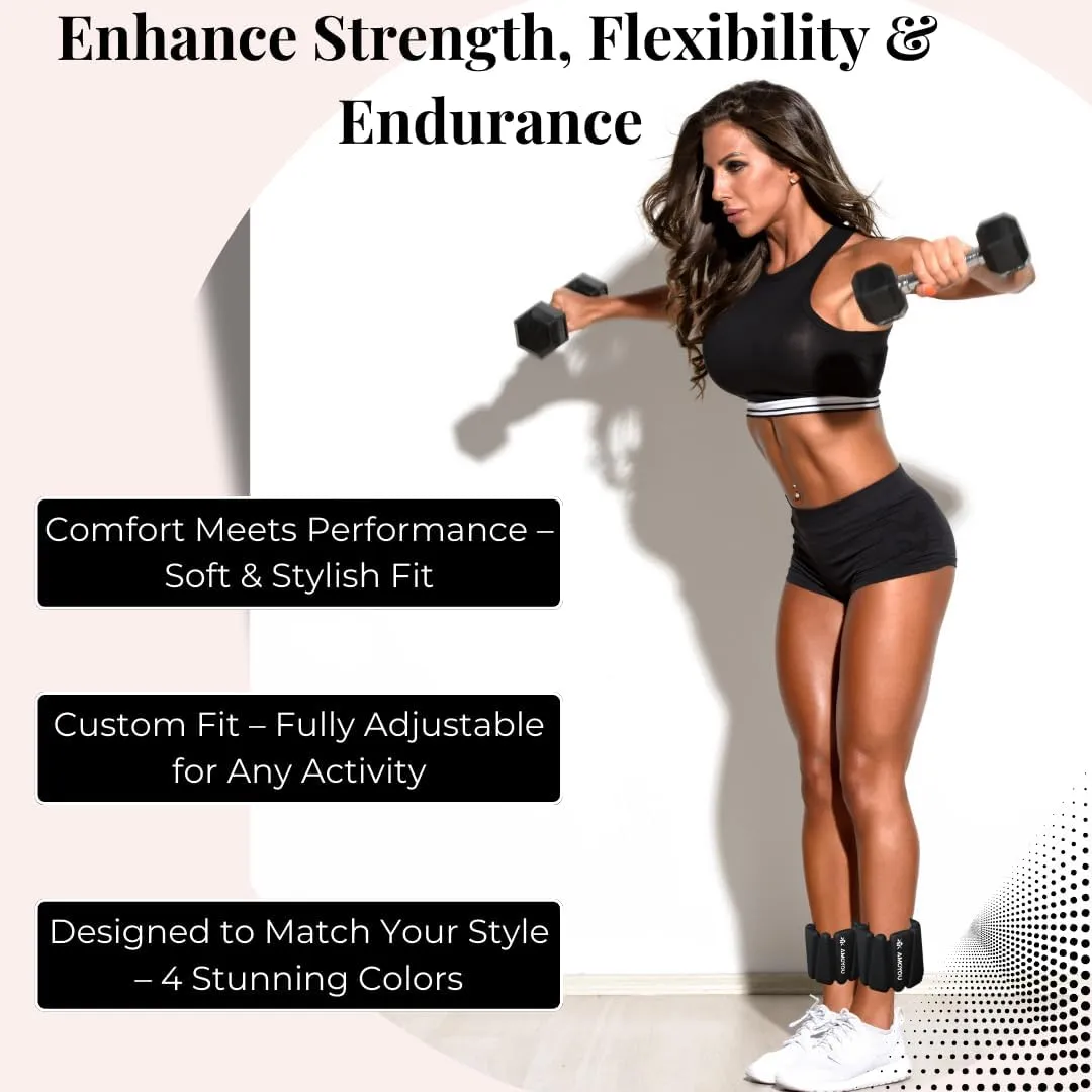 Pilates Wrist & Ankle Weights for Women – 2 lb Ankle Weights (Set of 2, 1 lb Each), Weighted Bangles | Leg Weights for Women Adjustable for Walking, Yoga, Cardio & Strength Training
