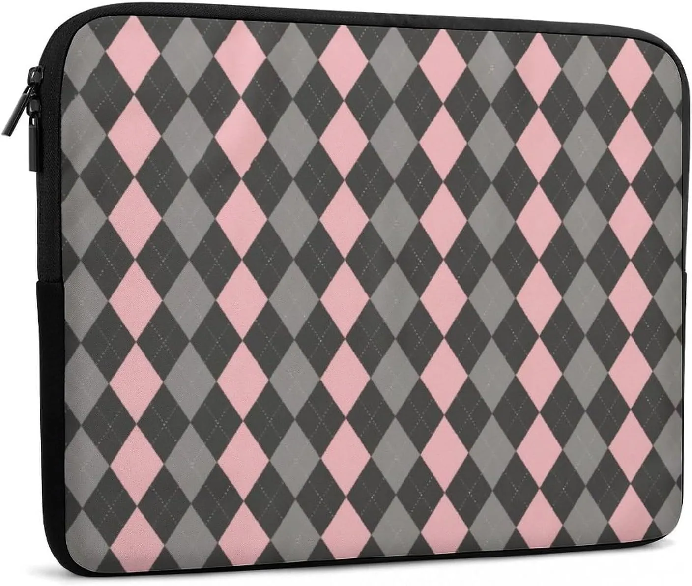 Pink Black Gray Argyle All Print Hands Free Withdrawal Laptop Bag Unisex