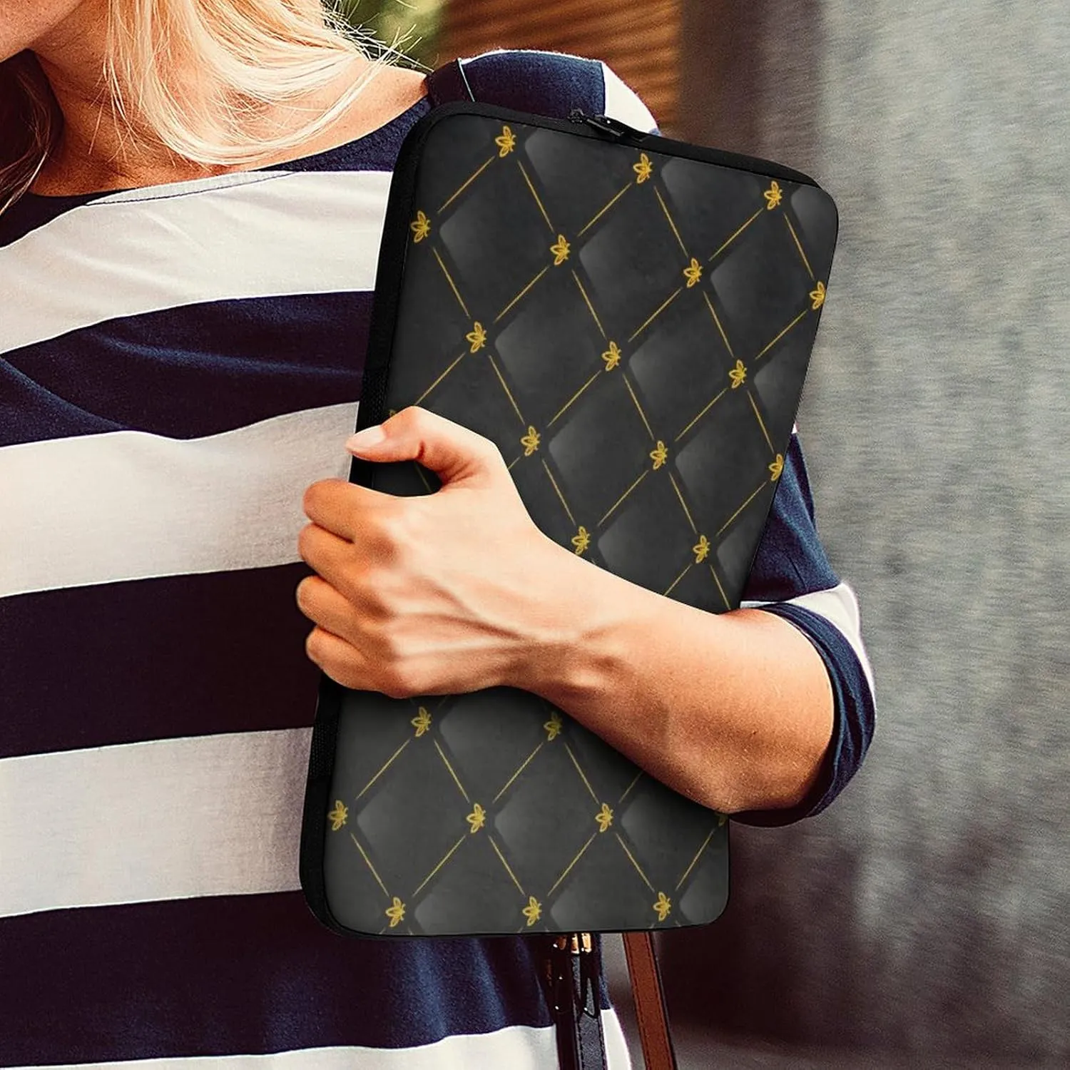 Pink Black Gray Argyle All Print Hands Free Withdrawal Laptop Bag Unisex