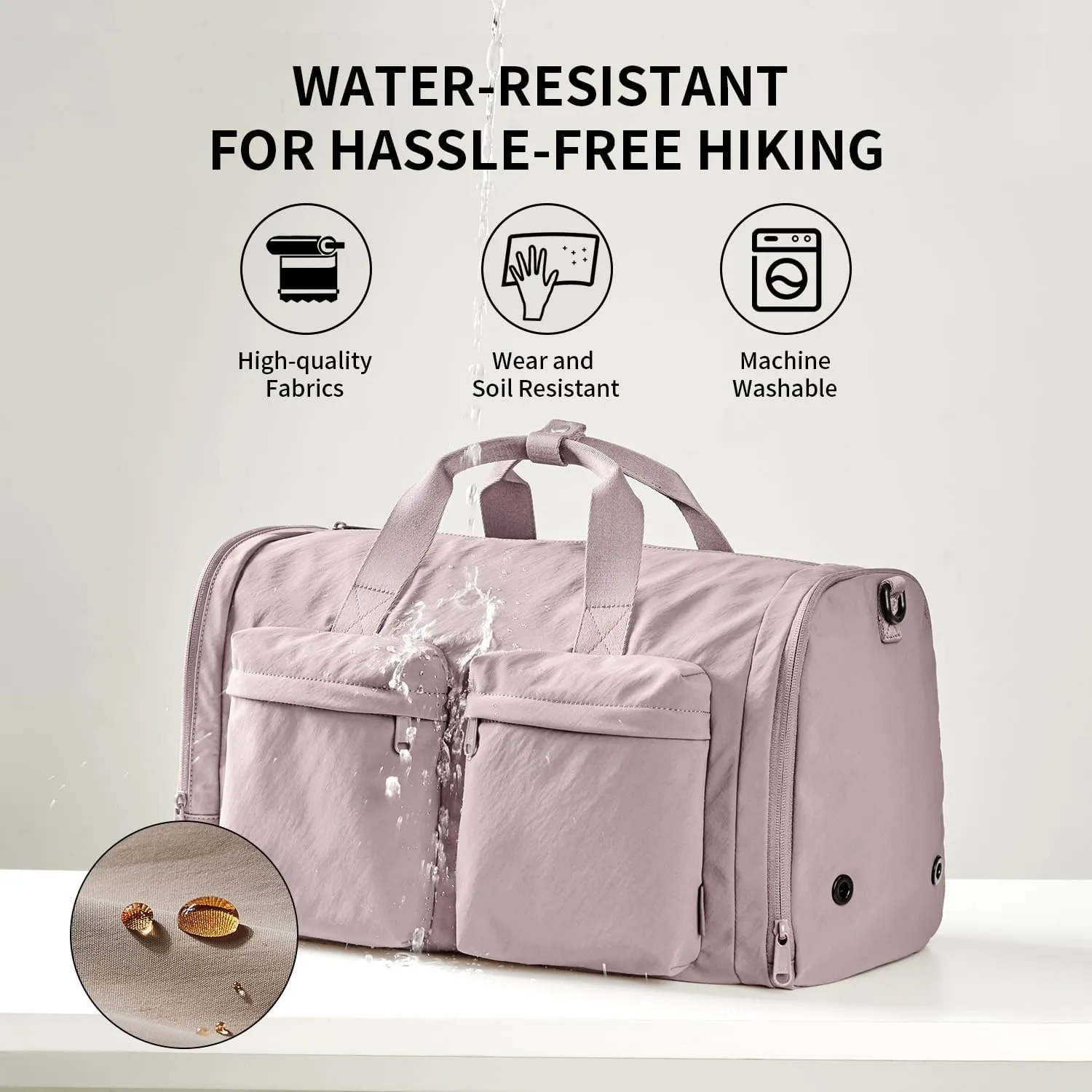 Pink Gym Bag for Women Men with Shoes Compartment, 3 in 1 Carry on Travel Duffel Bags with Trolley Sleeve, Lightweight & Water Resistant Gym Duffel Bag for Travel, Sports, Fitness & Workout