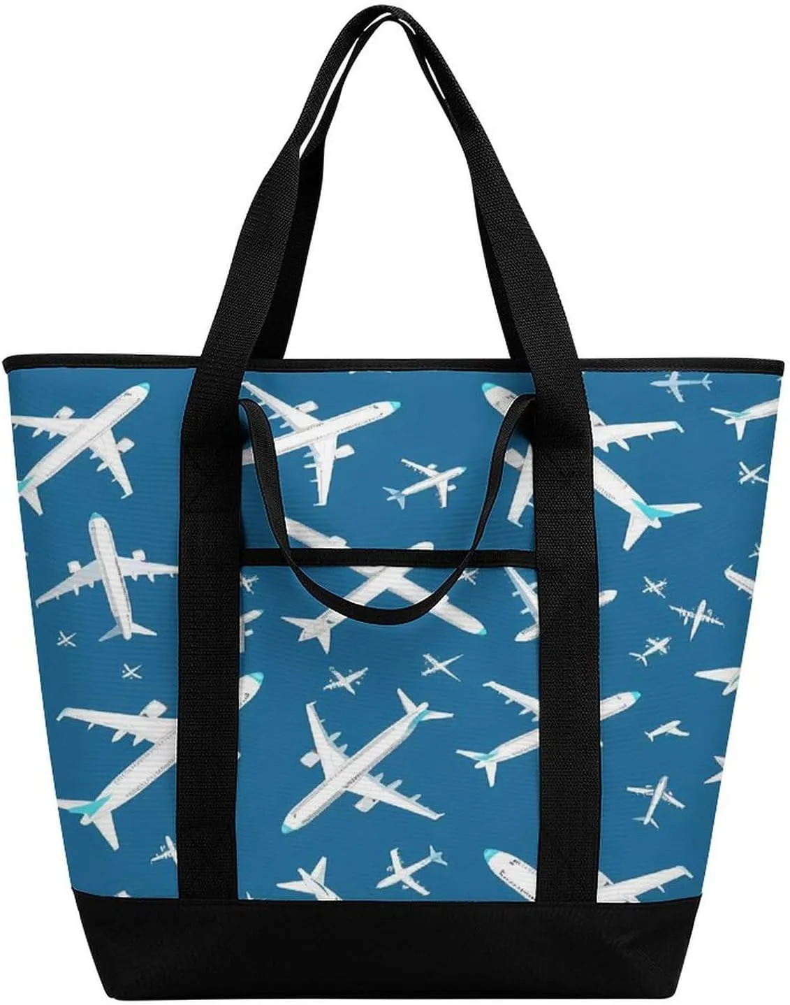 Plane Aircraft Airplane Jet Shopping Bags Insulated Lunch Bag Shoulder Grocery Bags for Work Travel Beach