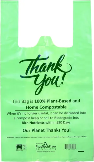 Plastech Multi-Use Carry Bags - 100% Home Compostable/Plant-Based, 500 Count