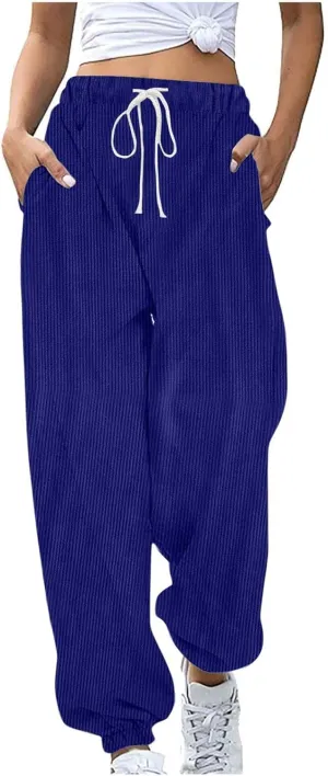Plus Size Joggers Pants for Women Soft Lounge Sweatpants Casual Loose Comfy Pajama Drawstring Pant with Pocket
