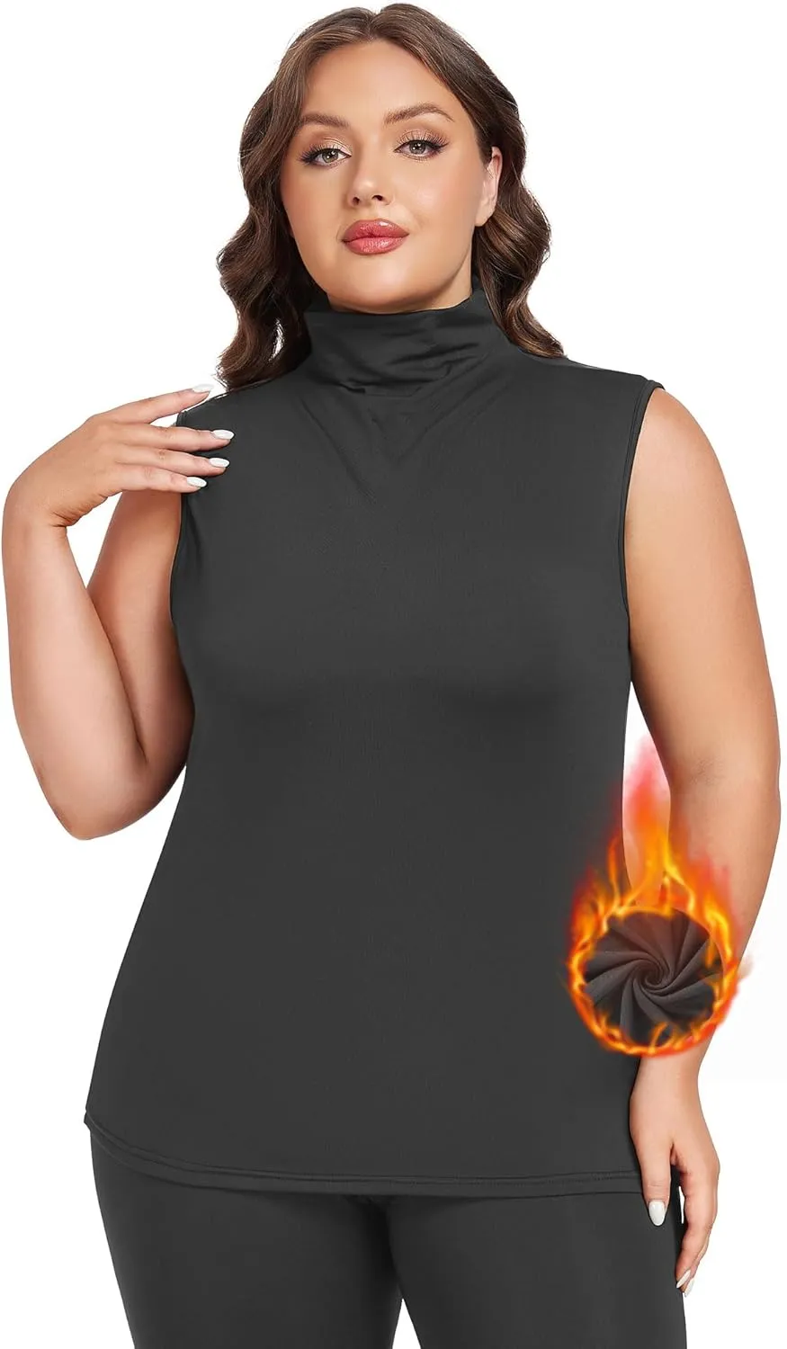 Plus Size Thermal Tank Tops for Women Sleeveless Camisole Fleece Lined Underwear Base Layer Warm Vest