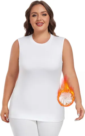 Plus Size Thermal Tank Tops for Women Sleeveless Camisole Fleece Lined Underwear Base Layer Warm Vest