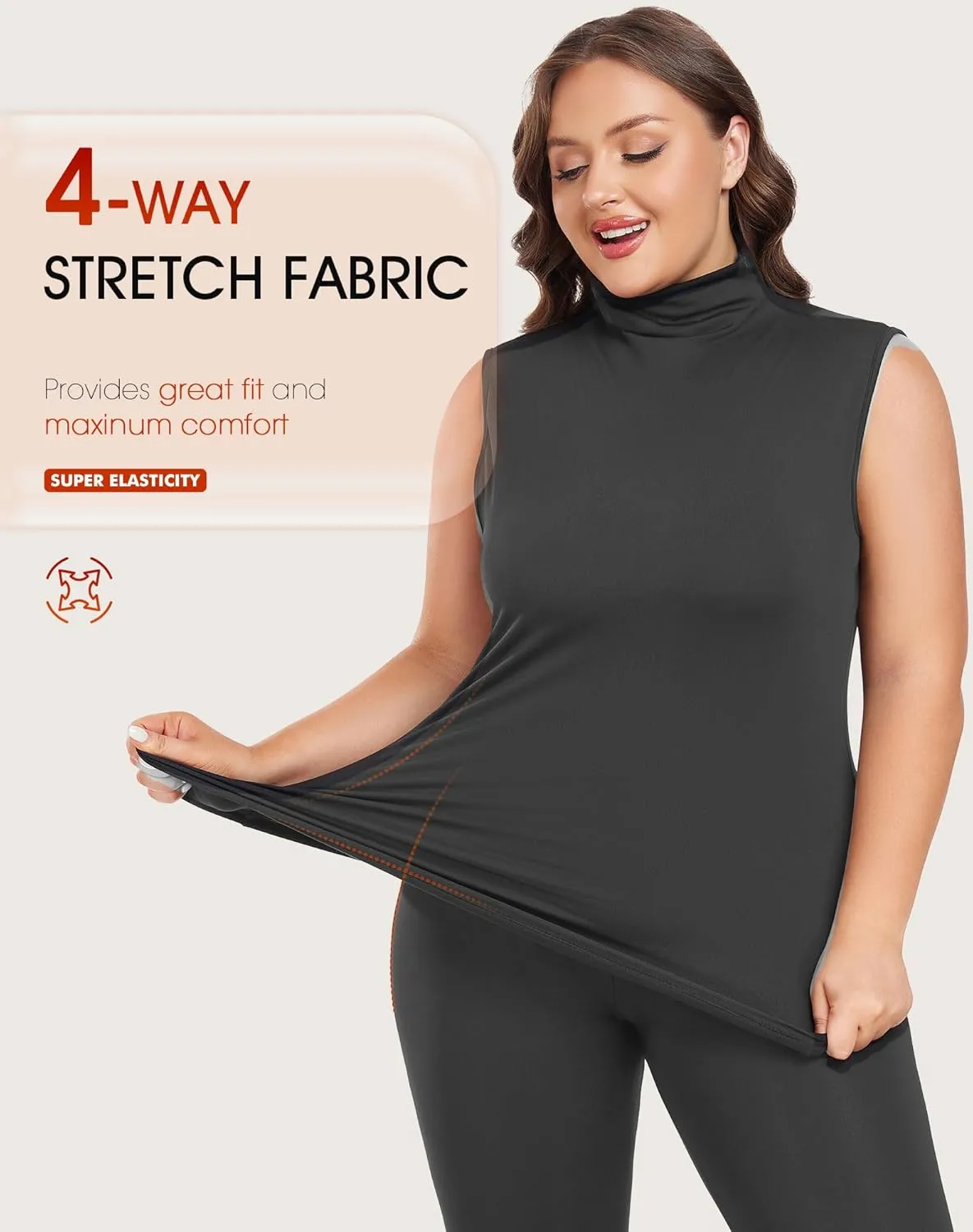Plus Size Thermal Tank Tops for Women Sleeveless Camisole Fleece Lined Underwear Base Layer Warm Vest