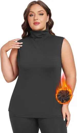 Plus Size Thermal Tank Tops for Women Sleeveless Camisole Fleece Lined Underwear Base Layer Warm Vest