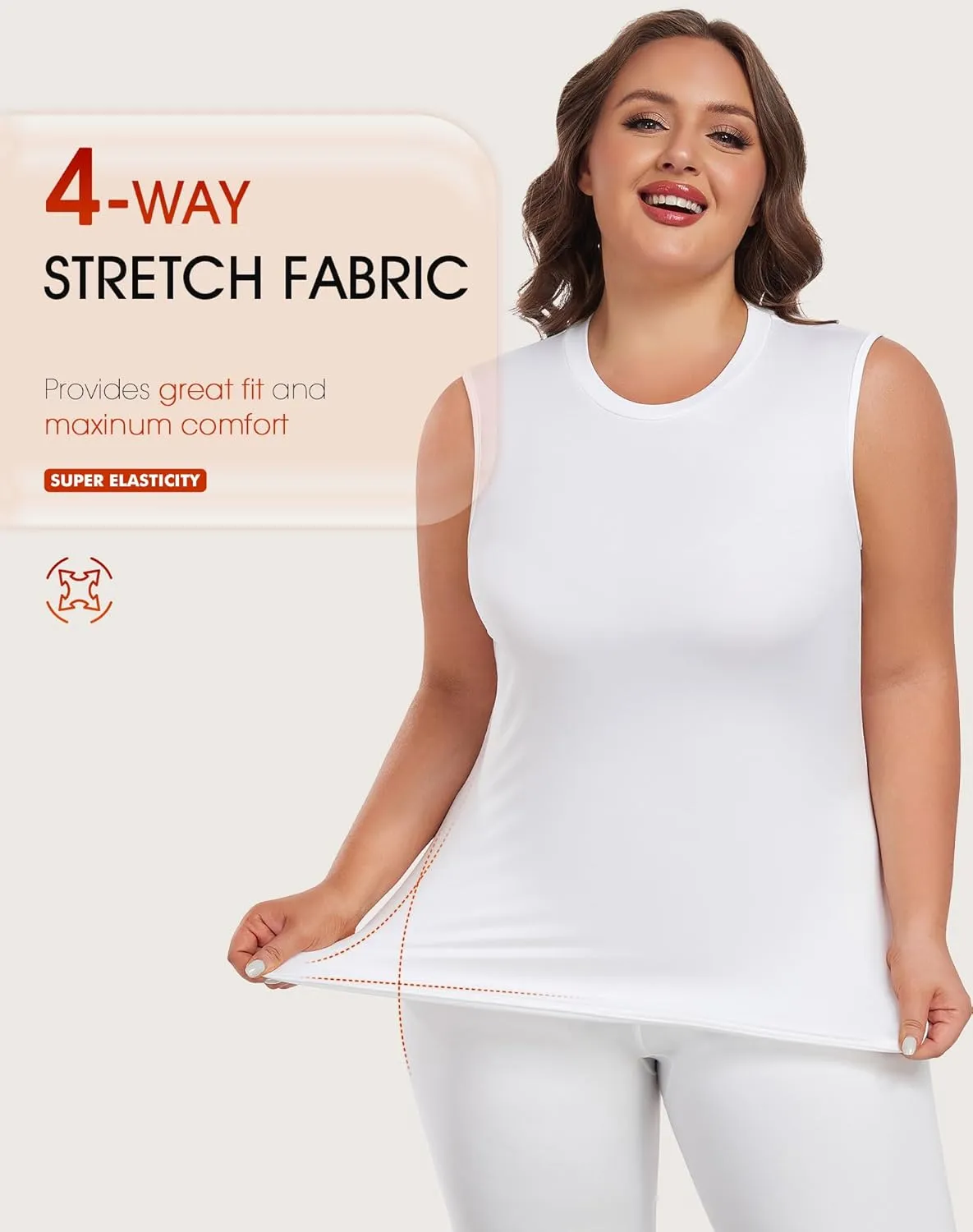 Plus Size Thermal Tank Tops for Women Sleeveless Camisole Fleece Lined Underwear Base Layer Warm Vest