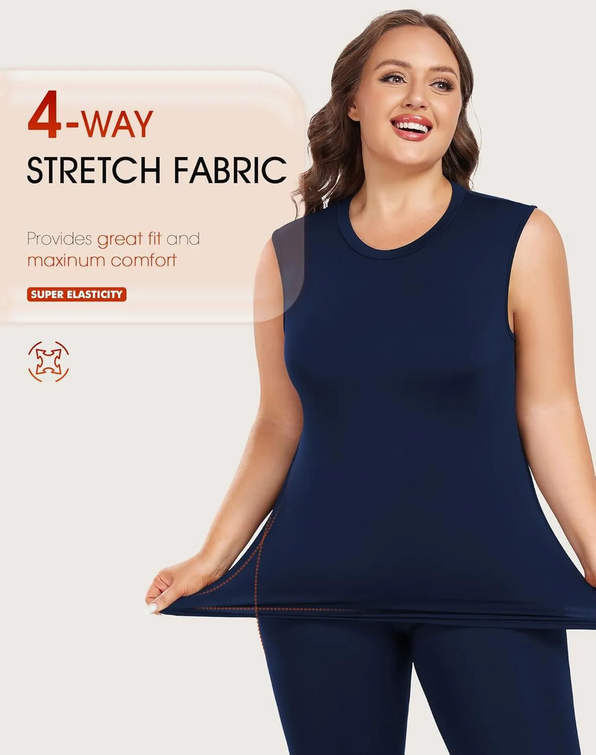 Plus Size Thermal Tank Tops for Women Sleeveless Camisole Fleece Lined Underwear Base Layer Warm Vest