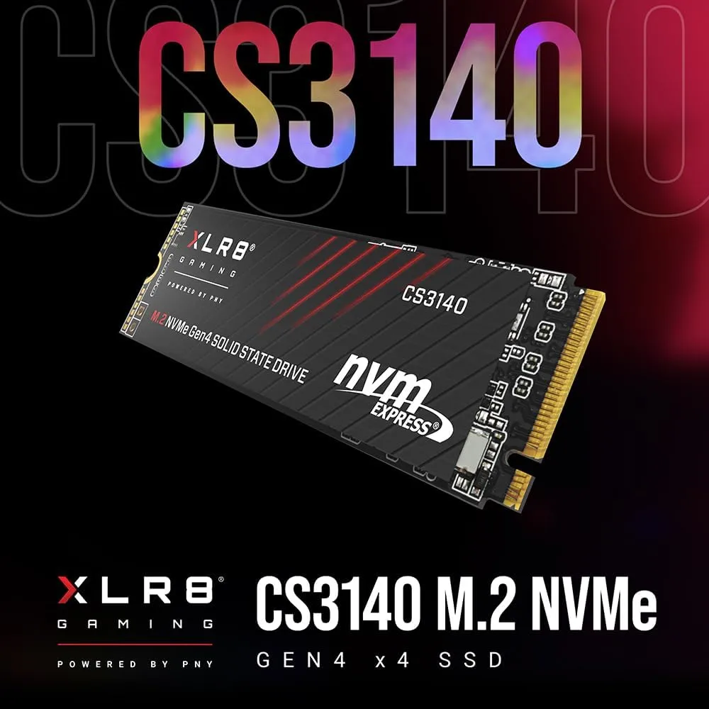 PNY XLR8 Gaming CS3140 2TB PCIe Gen4 SSD - Up to 7500/6850 MB/s, M.2 2280, 3D NAND - PS5/PC/Laptop Upgrade for Gamers, Creators, and Heavy-Duty Setups - Internal Solid-State Drive - M280CS3140-2TB-RB