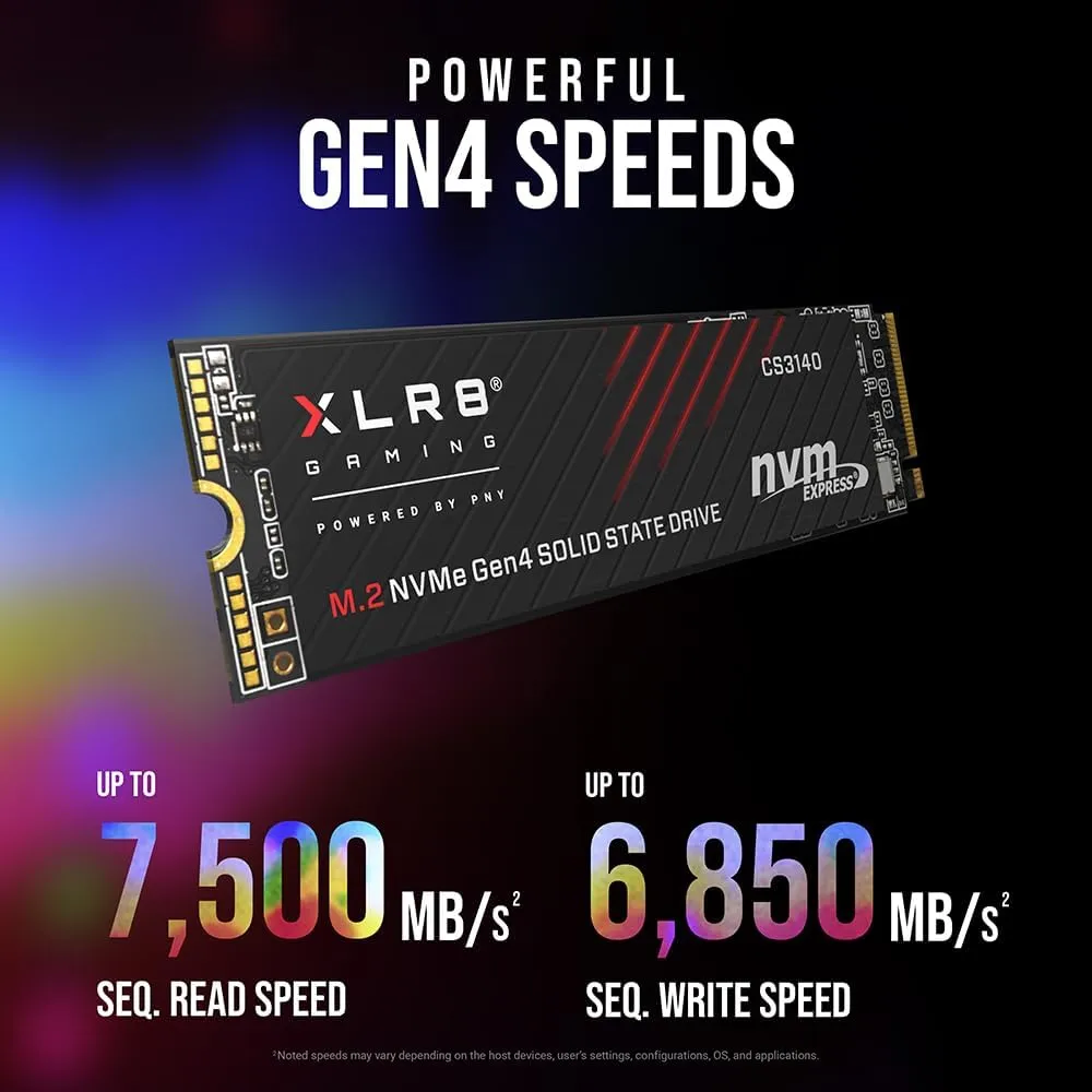 PNY XLR8 Gaming CS3140 2TB PCIe Gen4 SSD - Up to 7500/6850 MB/s, M.2 2280, 3D NAND - PS5/PC/Laptop Upgrade for Gamers, Creators, and Heavy-Duty Setups - Internal Solid-State Drive - M280CS3140-2TB-RB