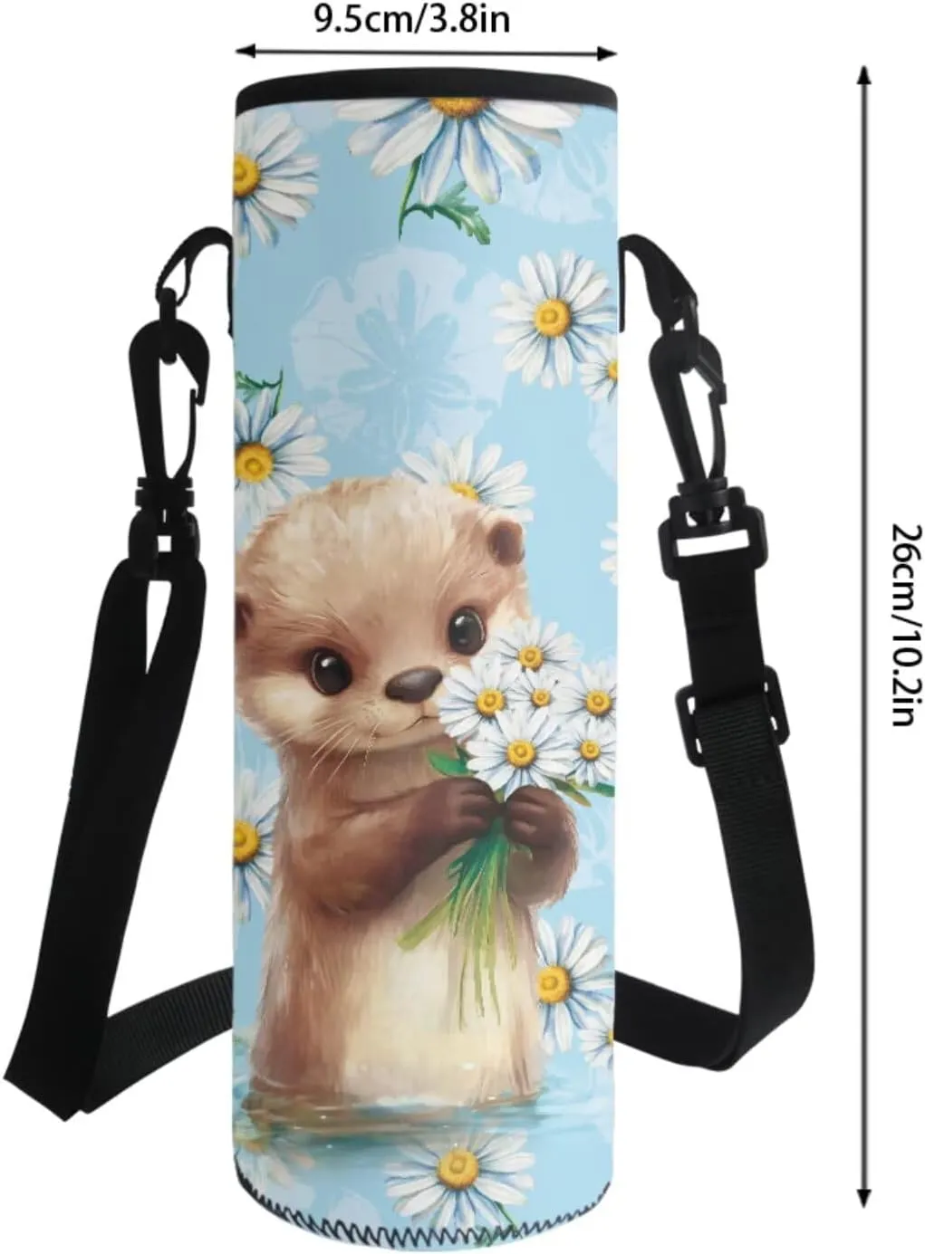 Poceacles 4 Pcs School Bags Children's Backpack Kids Rucksacks for Girls Boys Teens Schoolbag Sets with Lunch Bag Pencil Case Water Bottle Sleeve, Back to School Bookbag, Cute Otter Daisy Light Blue