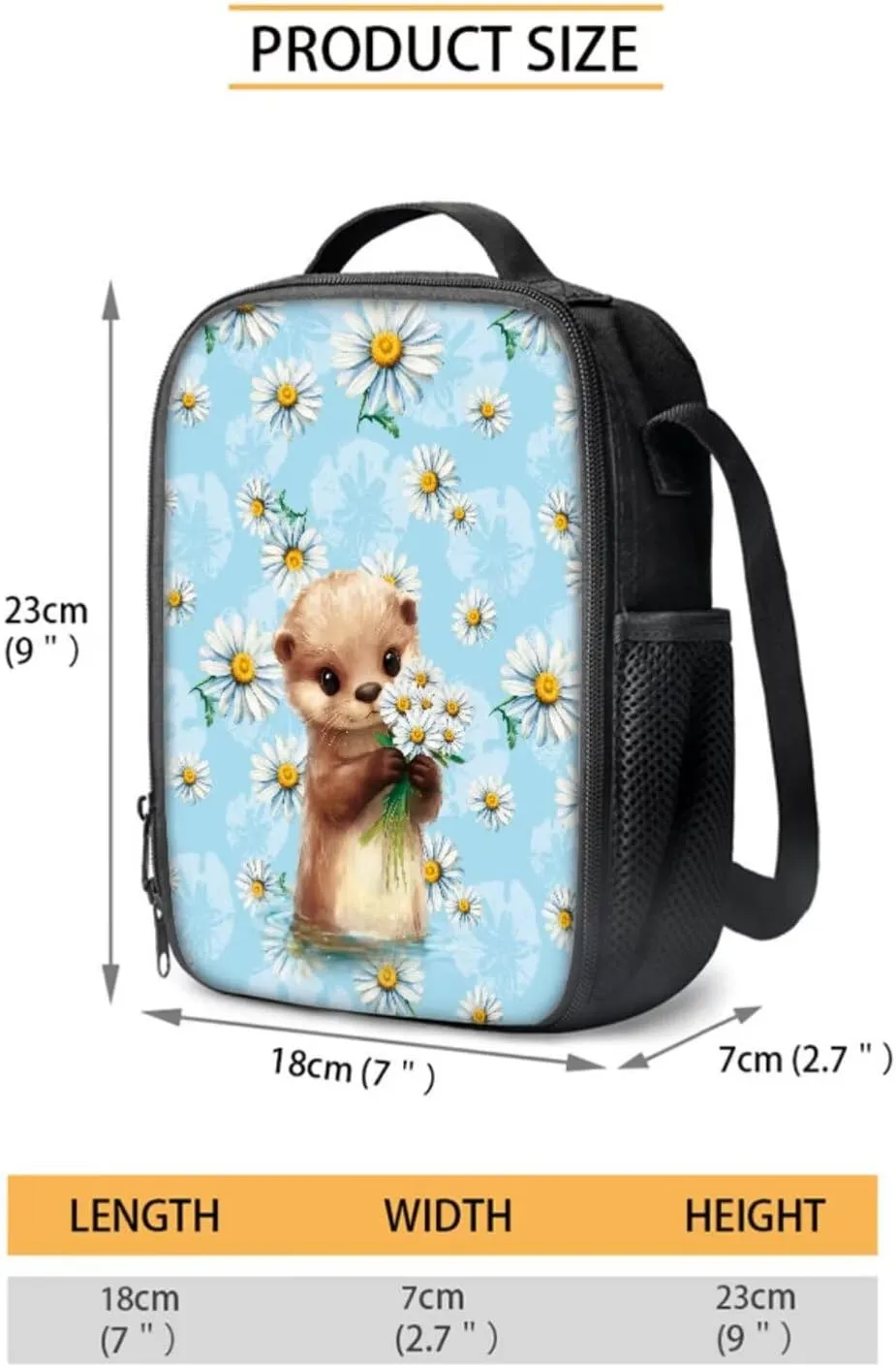 Poceacles 4 Pcs School Bags Children's Backpack Kids Rucksacks for Girls Boys Teens Schoolbag Sets with Lunch Bag Pencil Case Water Bottle Sleeve, Back to School Bookbag, Cute Otter Daisy Light Blue