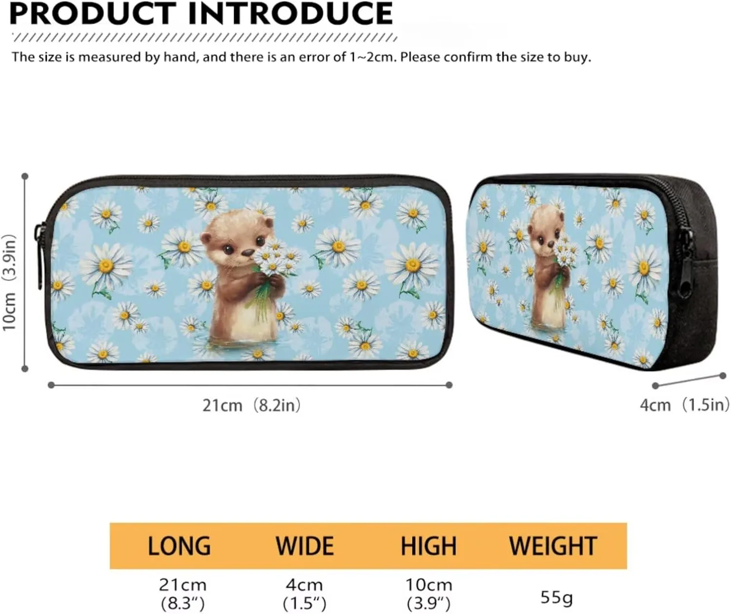 Poceacles 4 Pcs School Bags Children's Backpack Kids Rucksacks for Girls Boys Teens Schoolbag Sets with Lunch Bag Pencil Case Water Bottle Sleeve, Back to School Bookbag, Cute Otter Daisy Light Blue