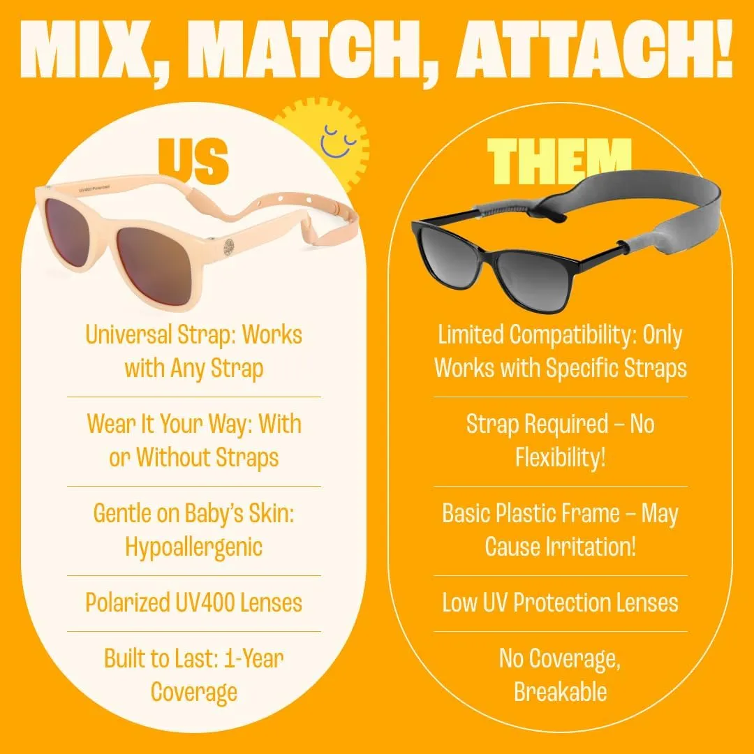 Polarized Baby Sunglasses With Strap - Unbreakable Flexible Infant Sunglasses For Toddlers Newborns 0-24 Months