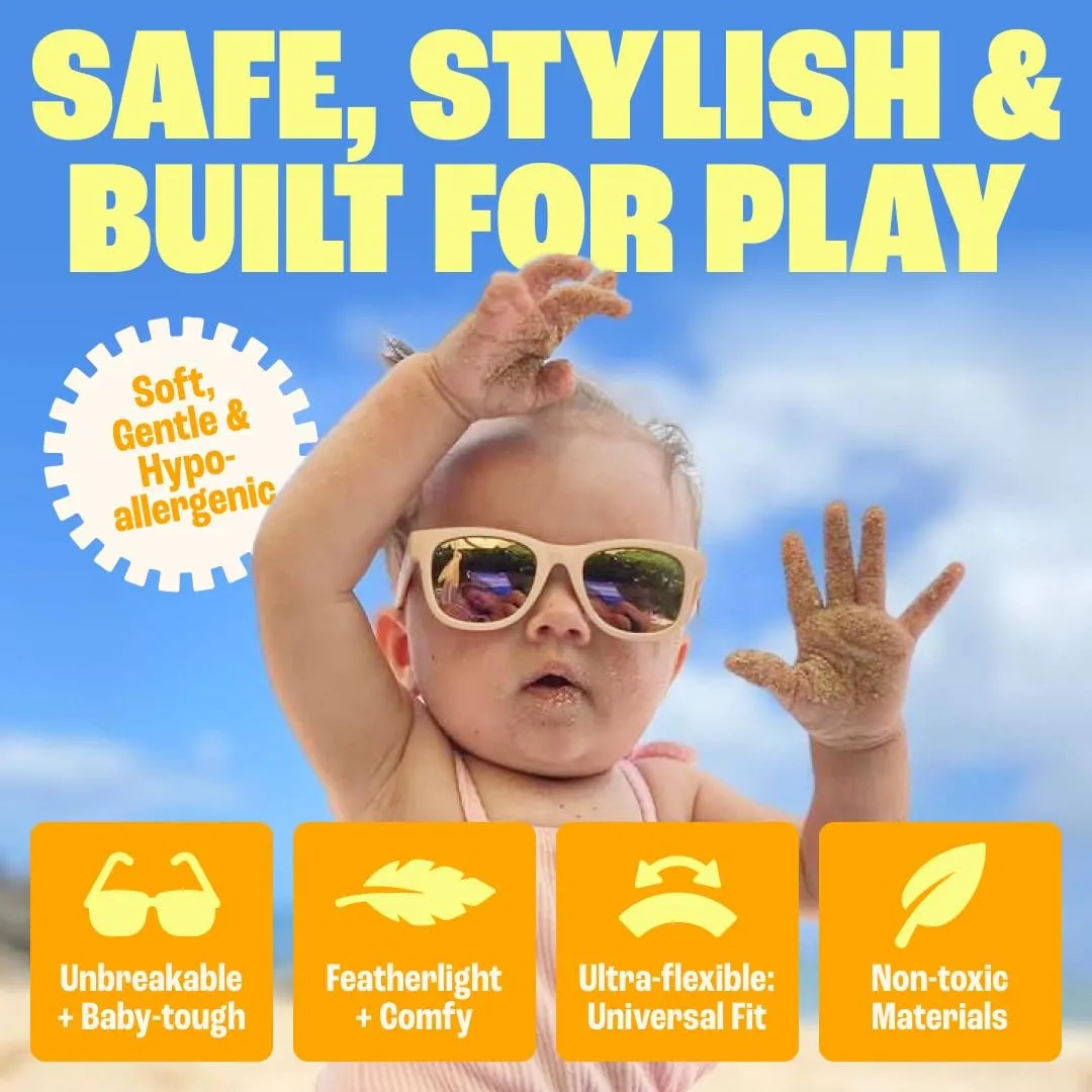 Polarized Baby Sunglasses With Strap - Unbreakable Flexible Infant Sunglasses For Toddlers Newborns 0-24 Months