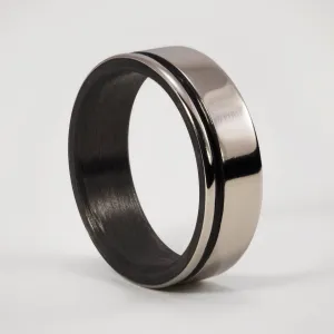 Polished titanium and carbon fiber men ring