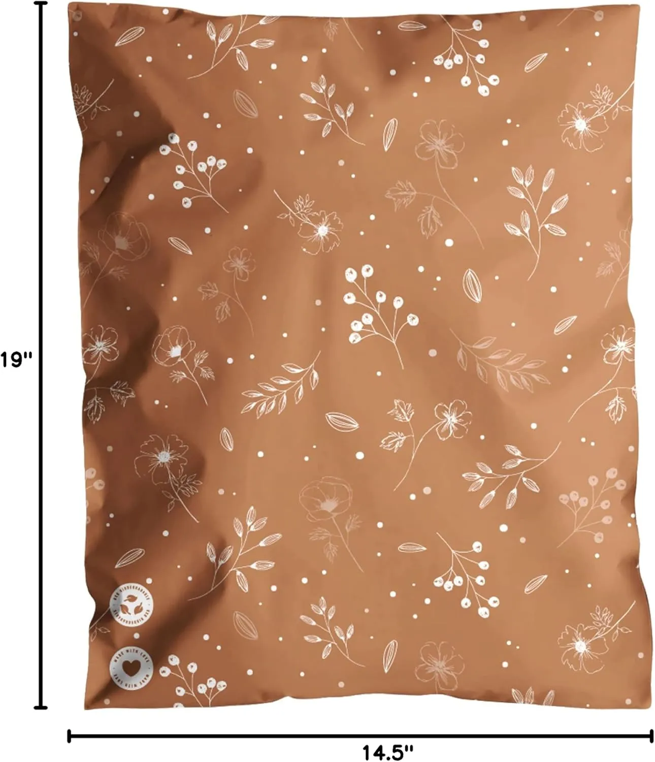 Poly Mailers 14.5x19-100 Pack Biodegradable Shipping Bags for Clothes and Large Items - Impack Self-Seal Waterproof Thick Mailing Envelope for Accessories & Clothing - Floral Chestnut