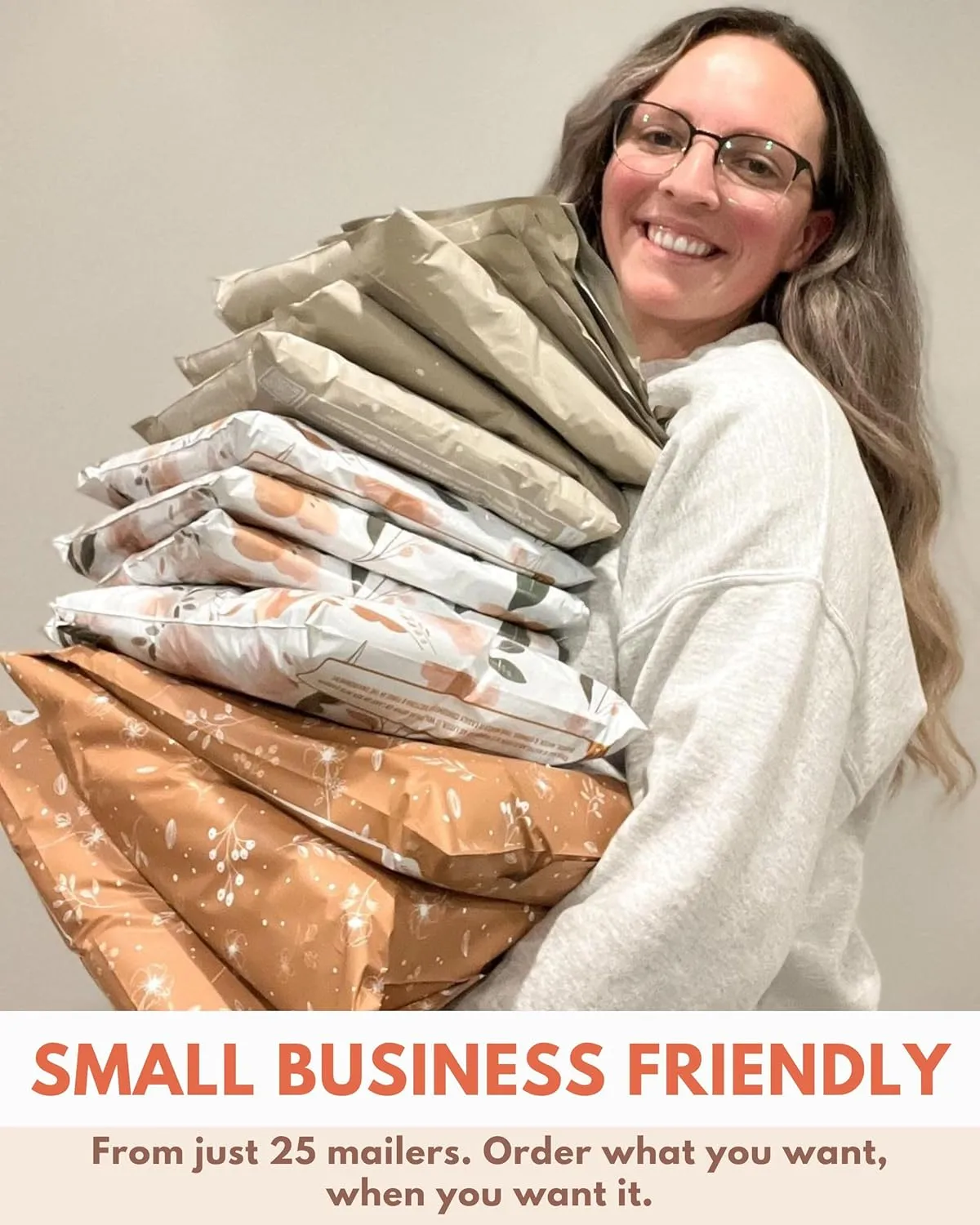Poly Mailers 14.5x19-100 Pack Biodegradable Shipping Bags for Clothes and Large Items - Impack Self-Seal Waterproof Thick Mailing Envelope for Accessories & Clothing - Floral Chestnut